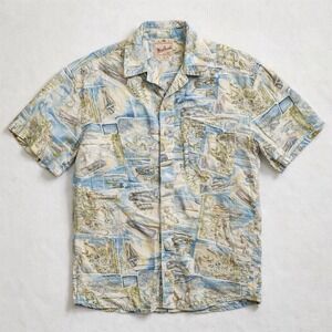 Vintage Woolrich USA Canoe Fishing Scenic Rugged Camp Shirt Mens XL Outdoors 90s